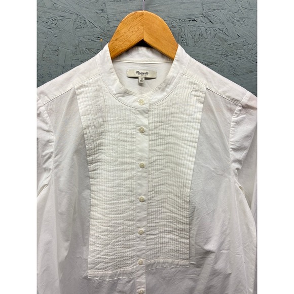 Madewell Women's M Pintuck Long-Sleeve Button-Up Blouse Collared - Picture 2 of 9